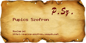 Pupics Szofron névjegykártya